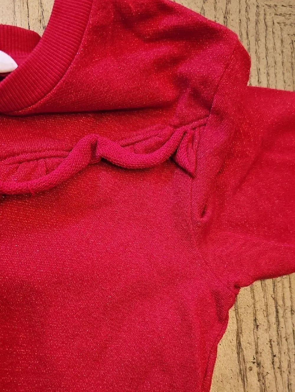 Red Ruffle Shimmer Sweater Size 7 H&M - Picture 6 of 9